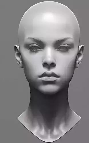 Original woman facial head sculpture details character design