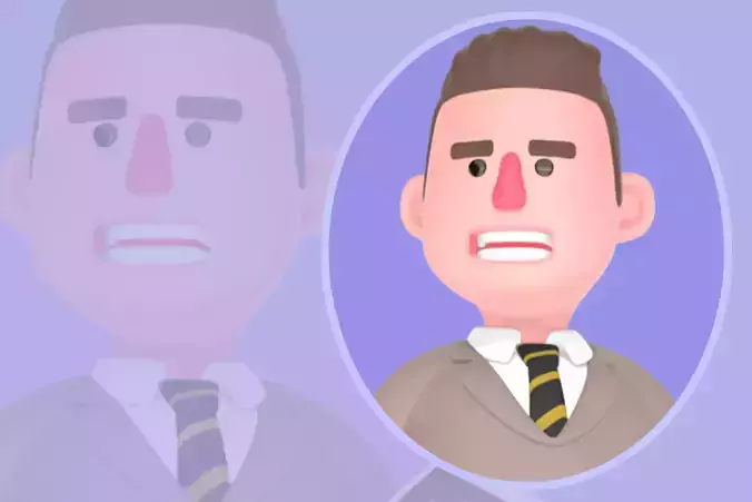 Stylized 3D Male Lawyer Character - Arguing with Open Book