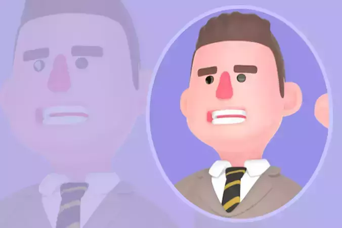 Stylized 3D Lawyer Warning Pose - Cartoon Male