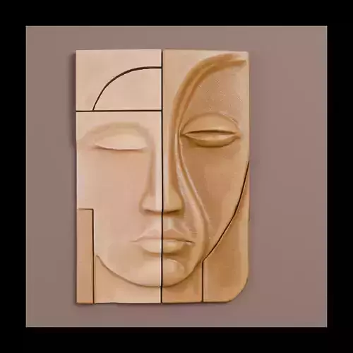 Abstract Face Wall Sculpture