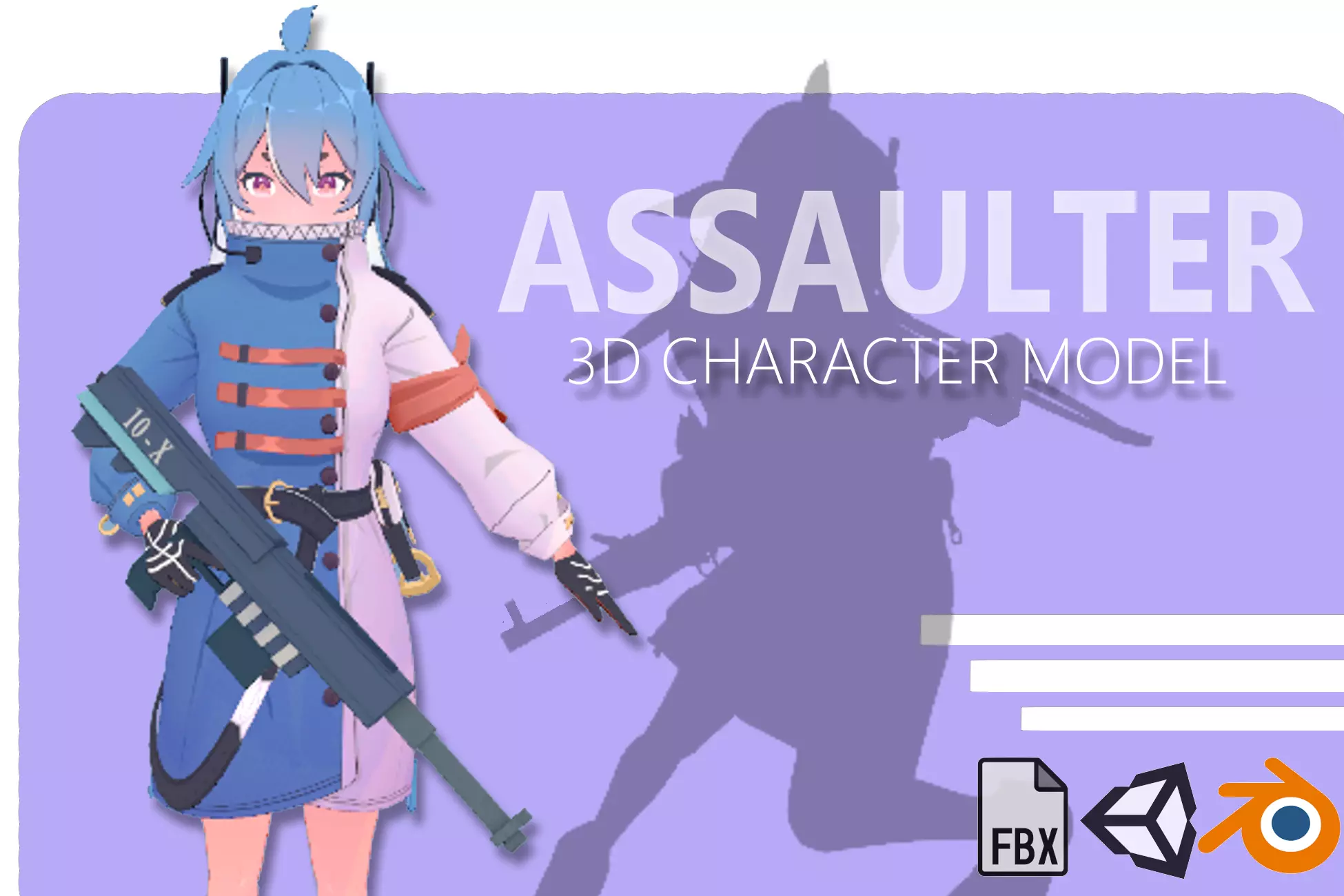 Anime Combat Assaulter Low-poly 3D model