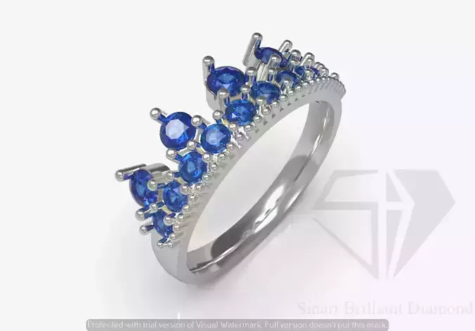 The crown jewelry stl 3d cad ring model jr00307