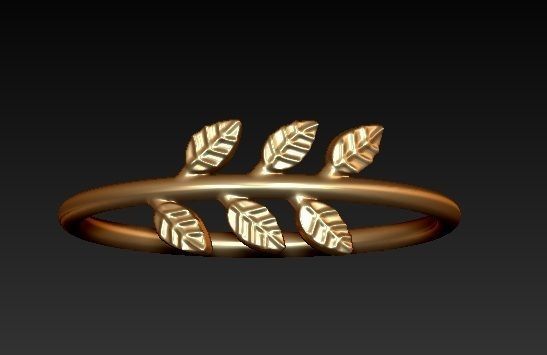 leaf ring bohemian style 3D print model_1