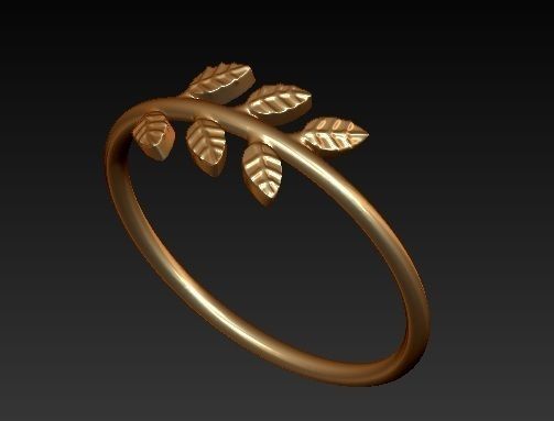 leaf ring bohemian style 3D print model_2