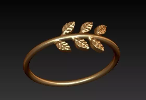 leaf ring bohemian style 3D print model_0