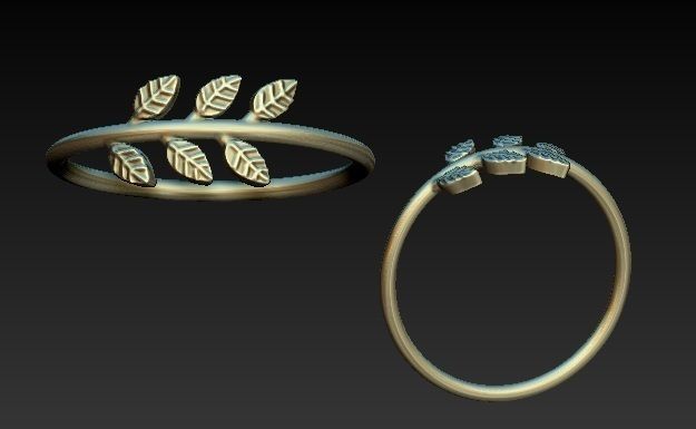 leaf ring bohemian style 3D print model_4