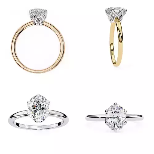 Oval Solitaire Floral Basket Rin 3DM STL Files