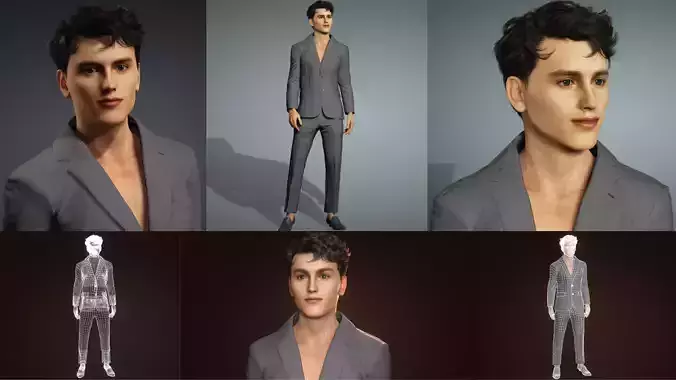 Realistic Male Character Model in Stylish Suit for Cinematics
