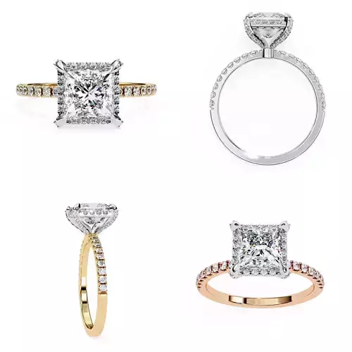 Princess Cut Diamond Solitaire Ring 3DM STL Included