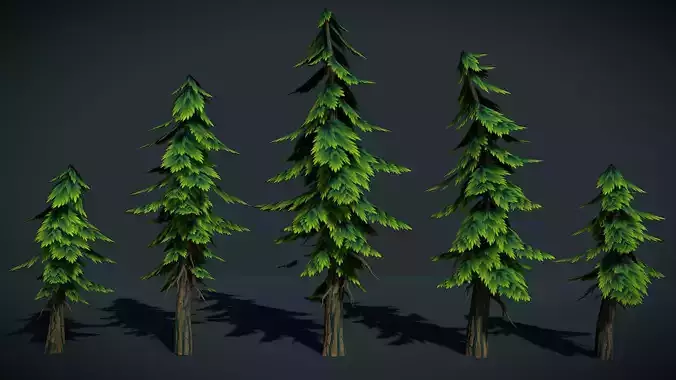 Sylora Bloomscape Stylized Conifer Tree Pack Pine Fir Style Vol7