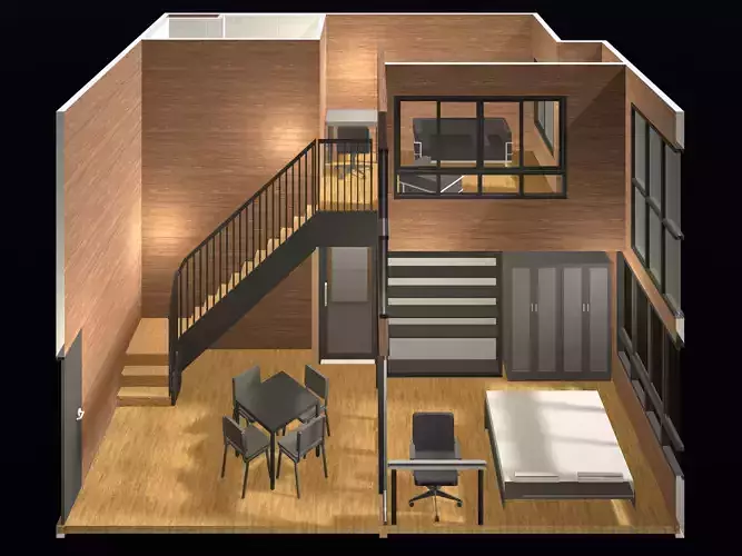 Apartment room in section cut 25-67 3D model