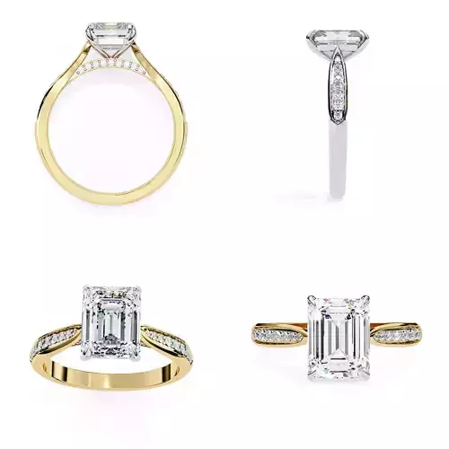Emerald Cut Split Shank Engagement Ring 3DM STL Files
