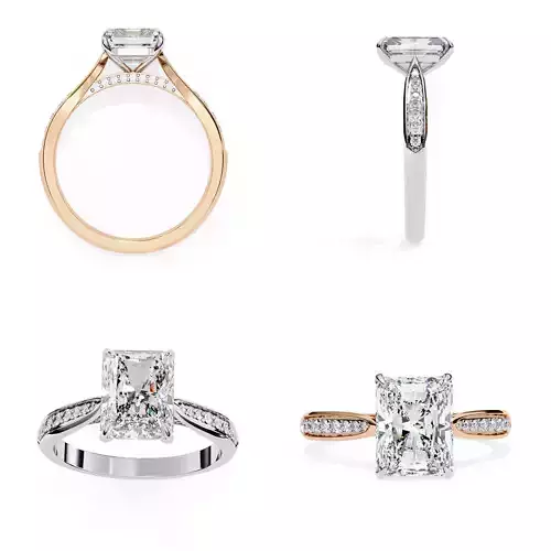 Radiant Cut Split Shank Engagement Ring 3DM STL Files