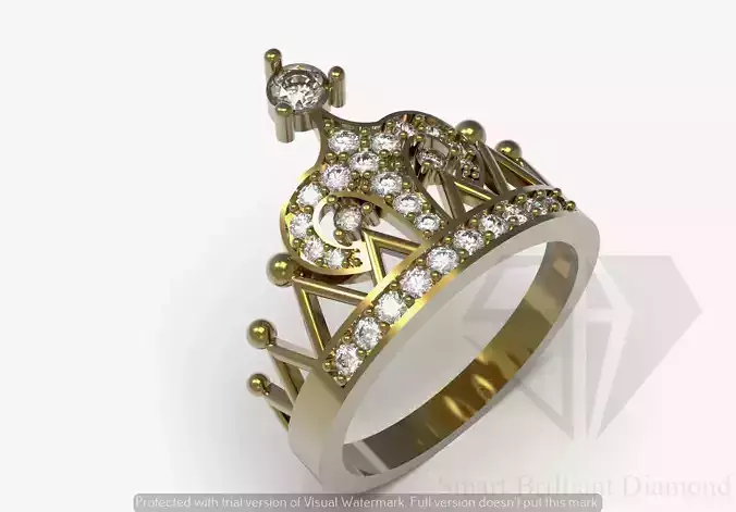 the crown jewelry stl 3d cad ring model jr00309