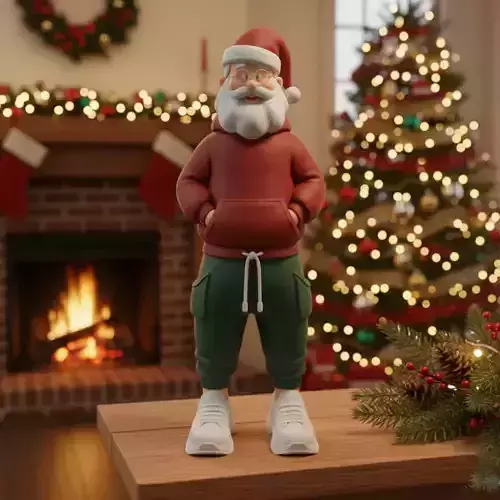 Santa Claus with Hoodie  Stylish Modern Santa 