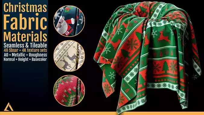 40 Christmas Fabric Materials SBSAR and Textures