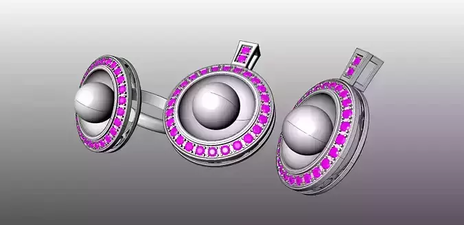 Set Ring Pendant Earrings Free 3D model