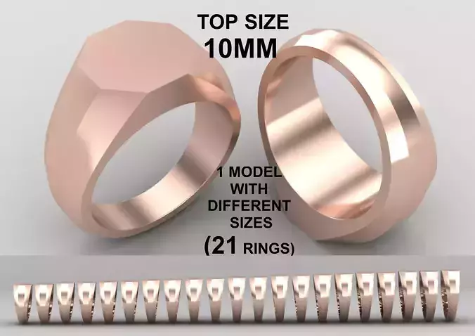 octagonal Signet Ring Base 10 MM top in All sizes 236-MWC