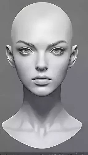 Original woman facial head sculpture details character design