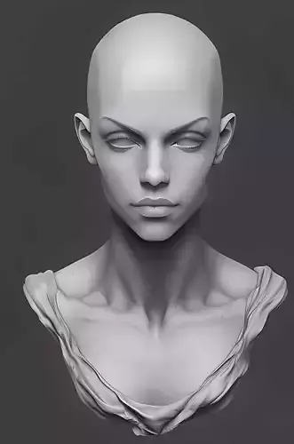 Original woman facial head sculpture details character design