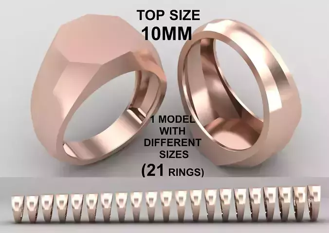 octagonal Signet Ring Base 10 MM top in All sizes 237-MWC