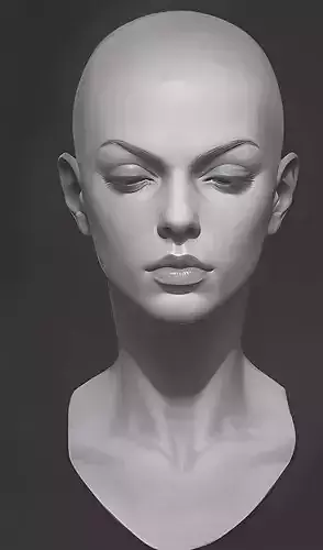 Original woman facial head sculpture details character design