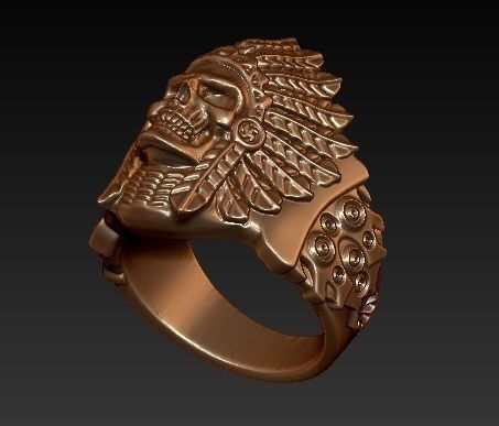 Indian skull chief - skullring 3D print model_1