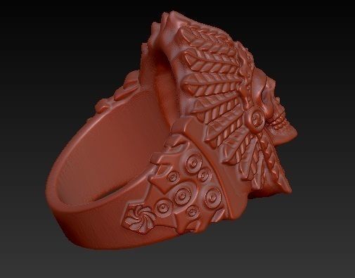 Indian skull chief - skullring 3D print model_3
