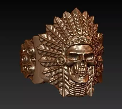 Indian skull chief - skullring 3D print model_0