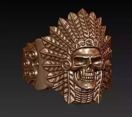 Indian skull chief - skullring 3D print model