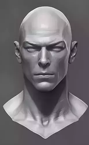 Original man facial head sculpture details character design