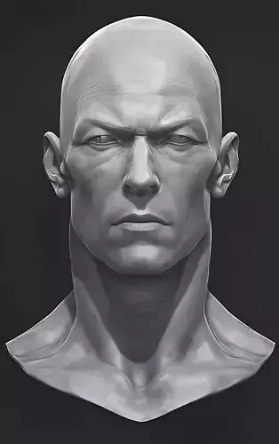 Original man facial head sculpture details character design