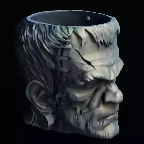 Frankenstein Head Candy Bucket Halloween Horror Prop 3D Printer