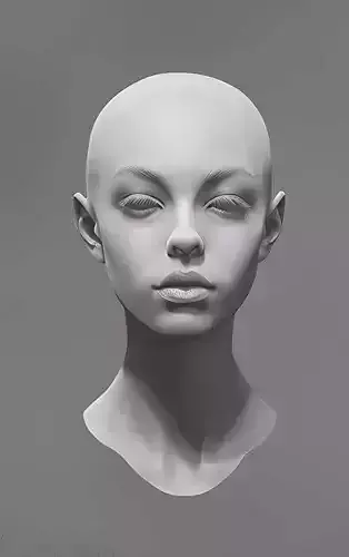 Original woman facial head sculpture details character design