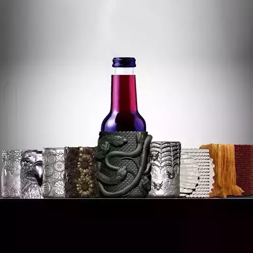 Fantasy 9 Bottle Holders - STL Format 3D Printable Ready File