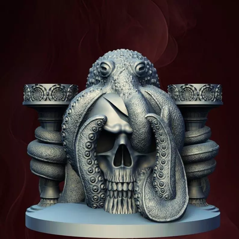 Horror Halloween Tentacle Tomb Candle Holder 3D Printer STL File 3D print model