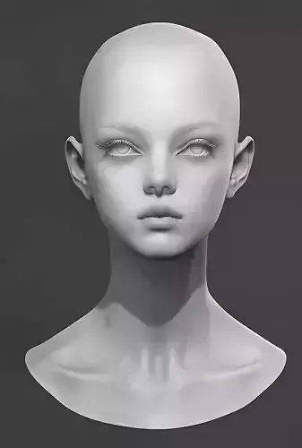 Original woman facial head sculpture details character design