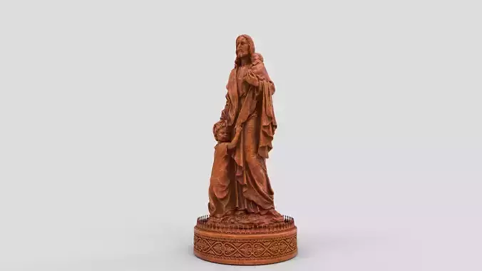 jesus and child statue sculpture hi poly