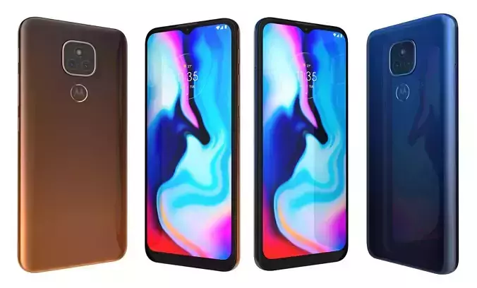 Motorola Moto E7 Plus Amber Bronze And Navy Blue High Poly