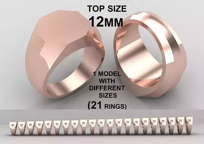 octagonal Signet Ring Base 12 MM top in All sizes 241-MWC