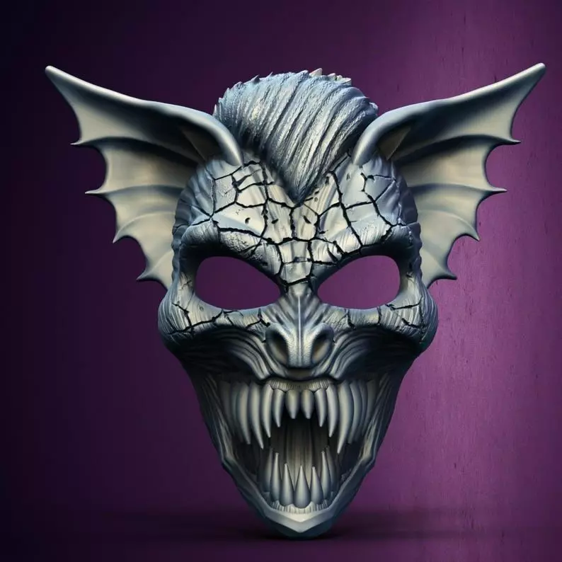 Horror Nightmare Bat Male Spooky Mask 3D Printable STL File 3D print model