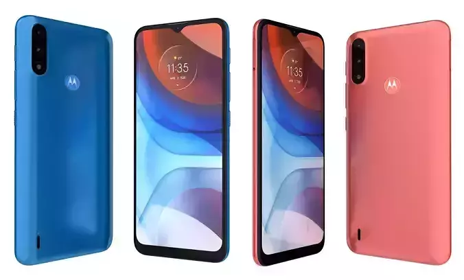 Motorola Moto E7i Power Coral Red And Tahiti Blue High Poly