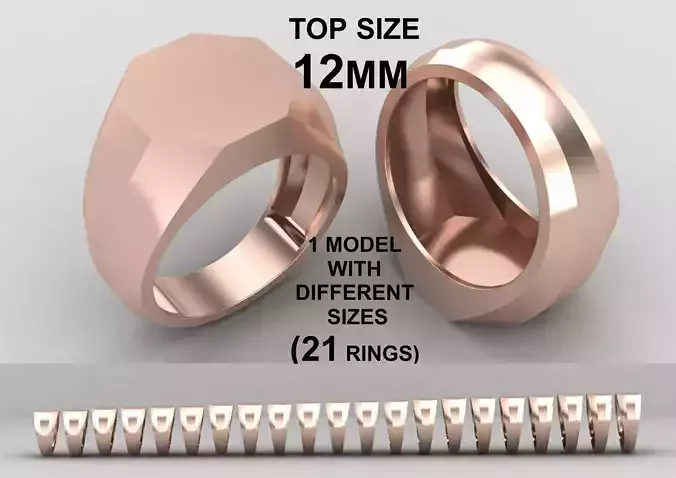 octagonal Signet Ring Base 12 MM top in All sizes 242-MWC