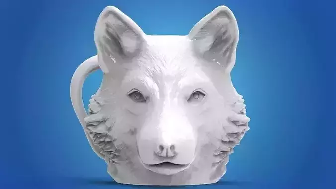 Wolf Head Mug 3D Printable STL File