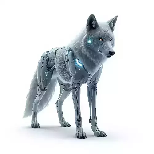 Bioluminescent Cyber Wolf 3D Model