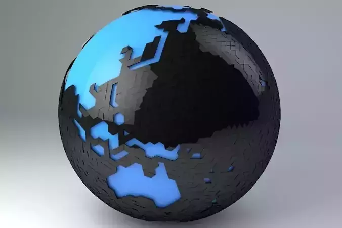 Modern Minimalistic Earth Triangulated  Design 3D model