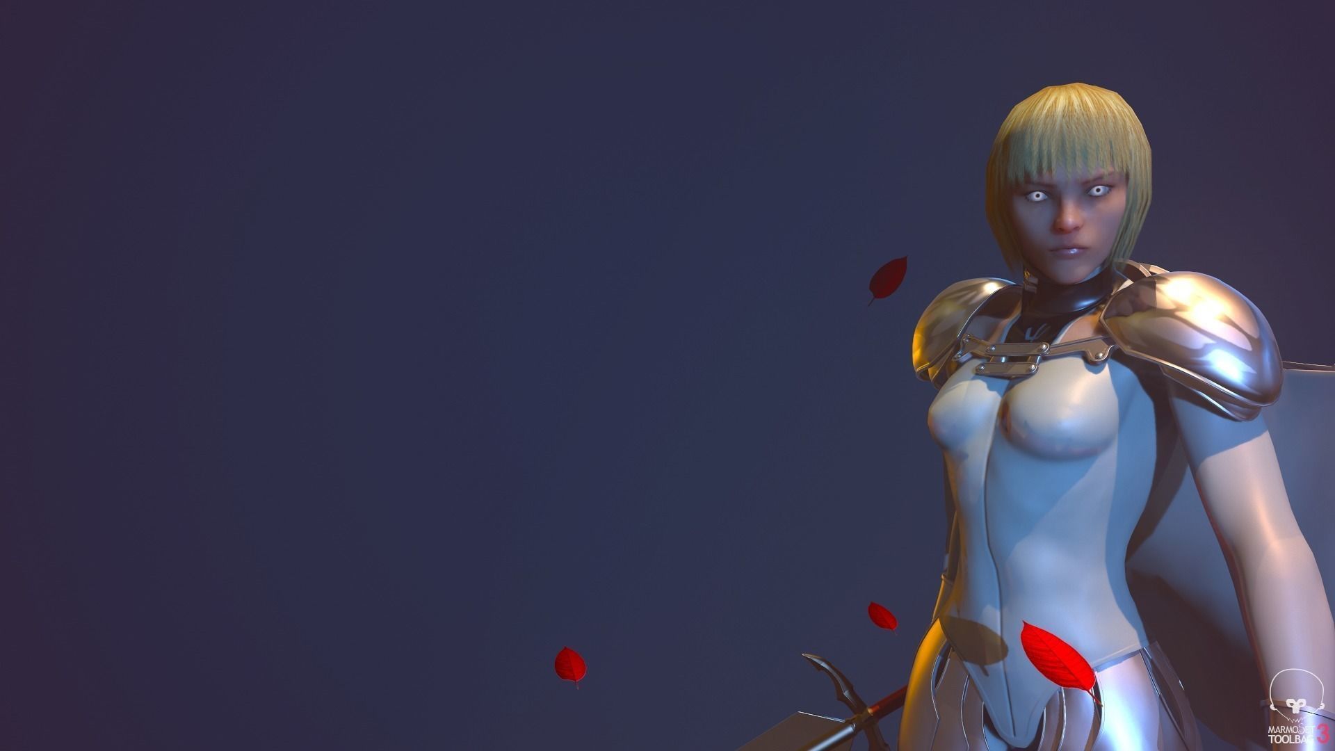 CLare from claymore anime game rez Low-poly 3D model_3