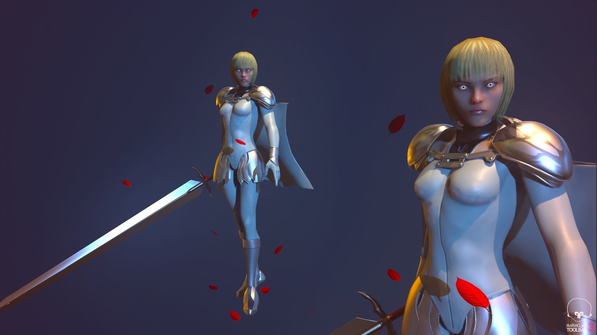CLare from claymore anime game rez Low-poly 3D model_1