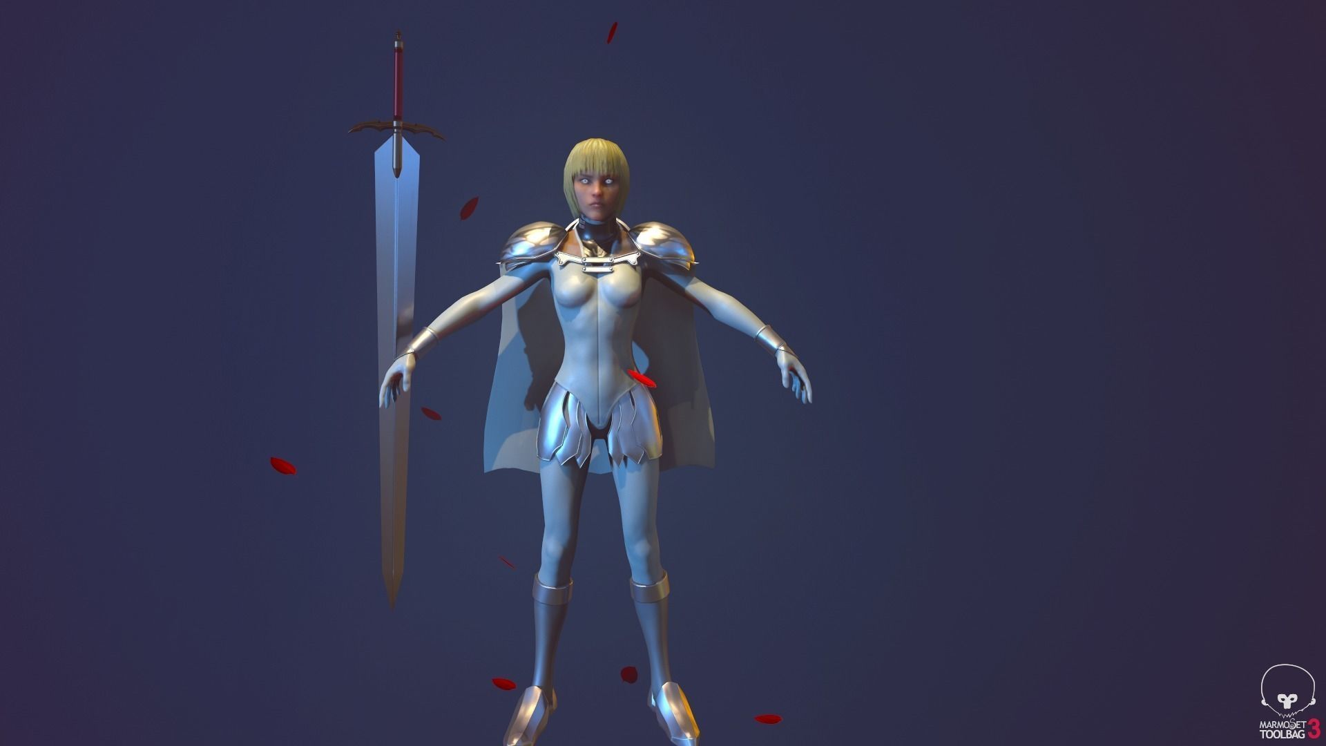 CLare from claymore anime game rez Low-poly 3D model_2