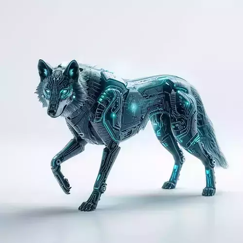 Bioluminescent Cyber Wolf 3D Model